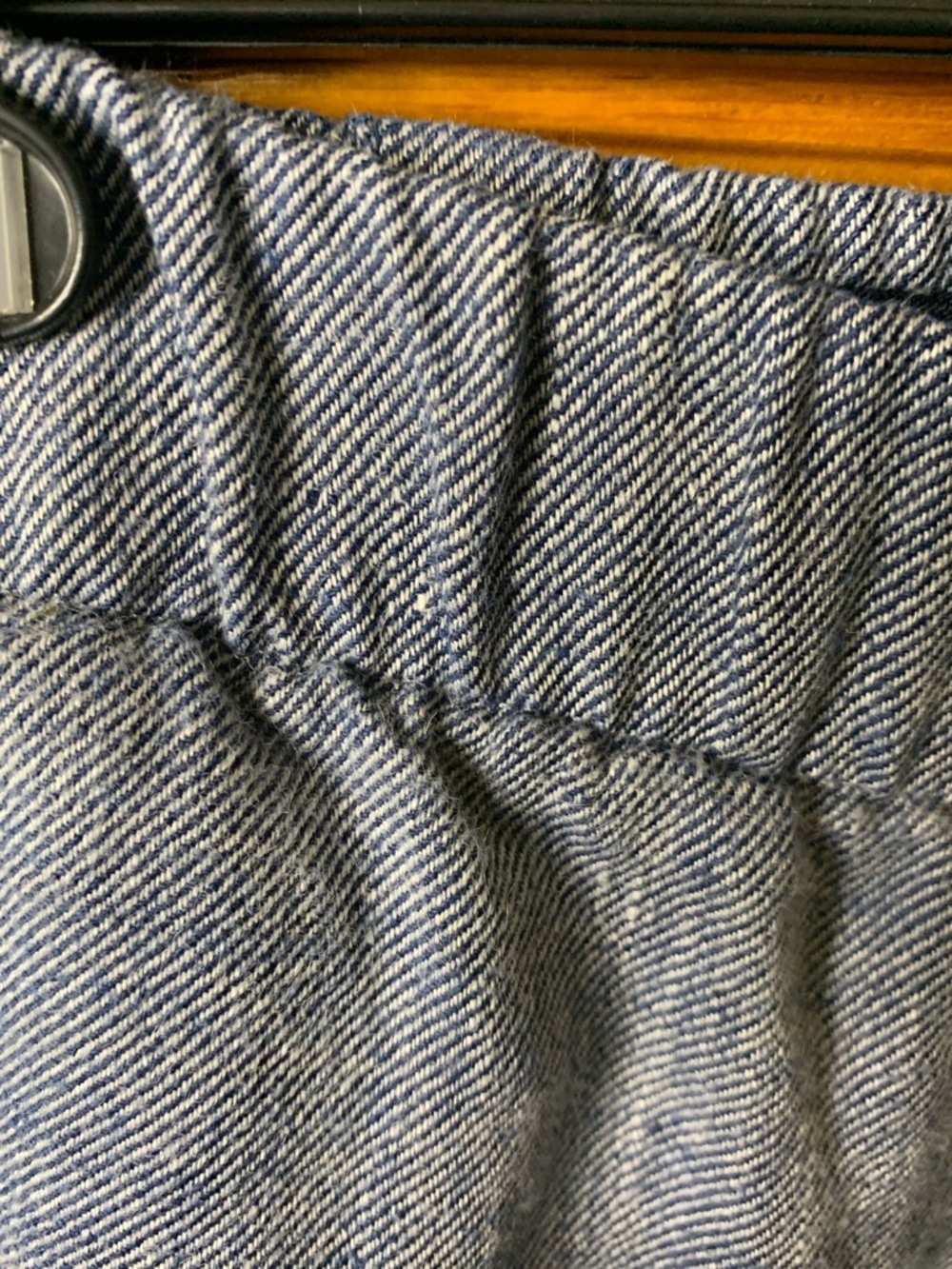 linen blend blue Chambray pull on wideleg mid-rise pull on pant lands’ End 10 - Picture 9 of 11